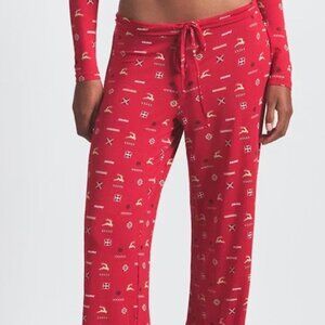 SKIMS Straight Leg Pajama Pant - Limited Edition Cranberry Vintage Deer Print